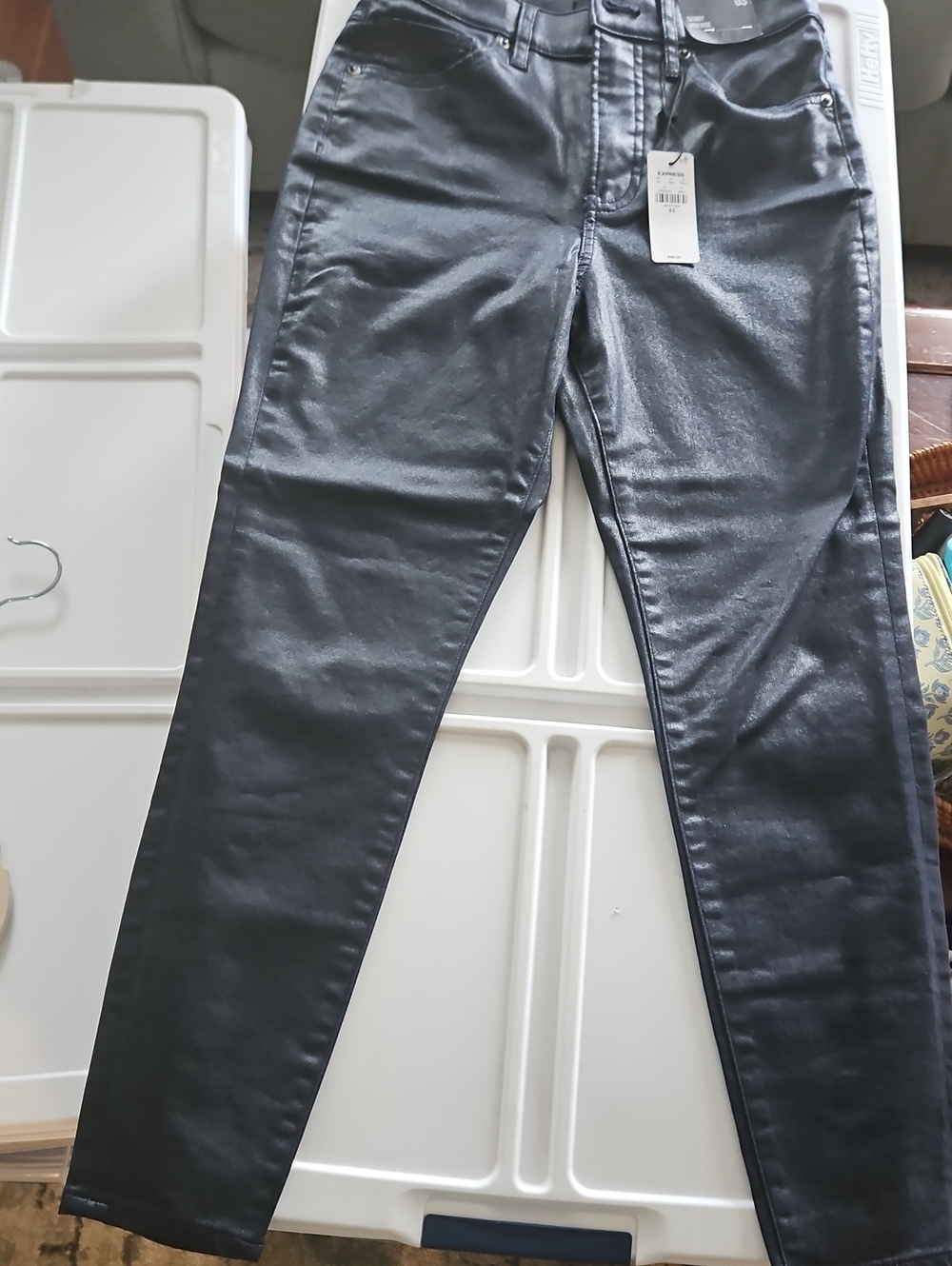 Express Blue Coated  Skinny Pants